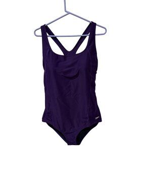 Speedo Womens Purple One-Piece Swimsuit With Racerback Design Size 22